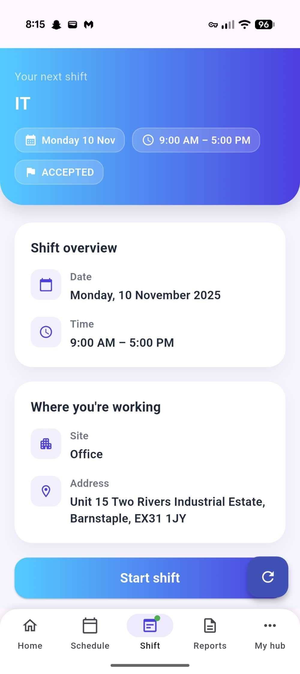 Virtulum shift overview mobile screenshot