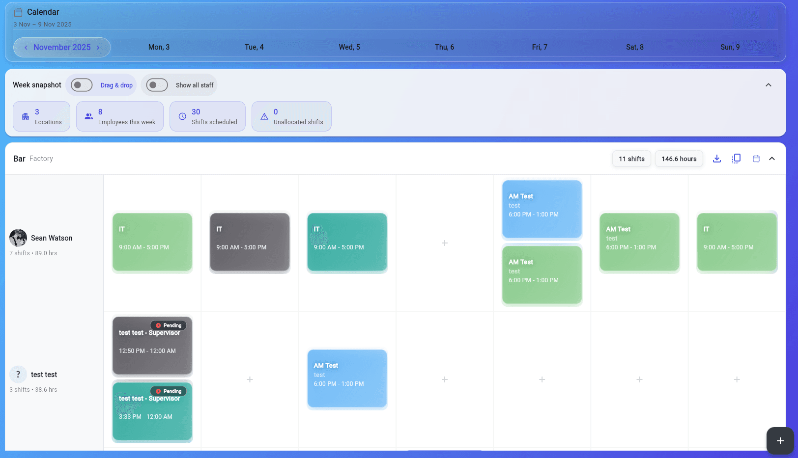 Virtulum scheduling calendar screenshot