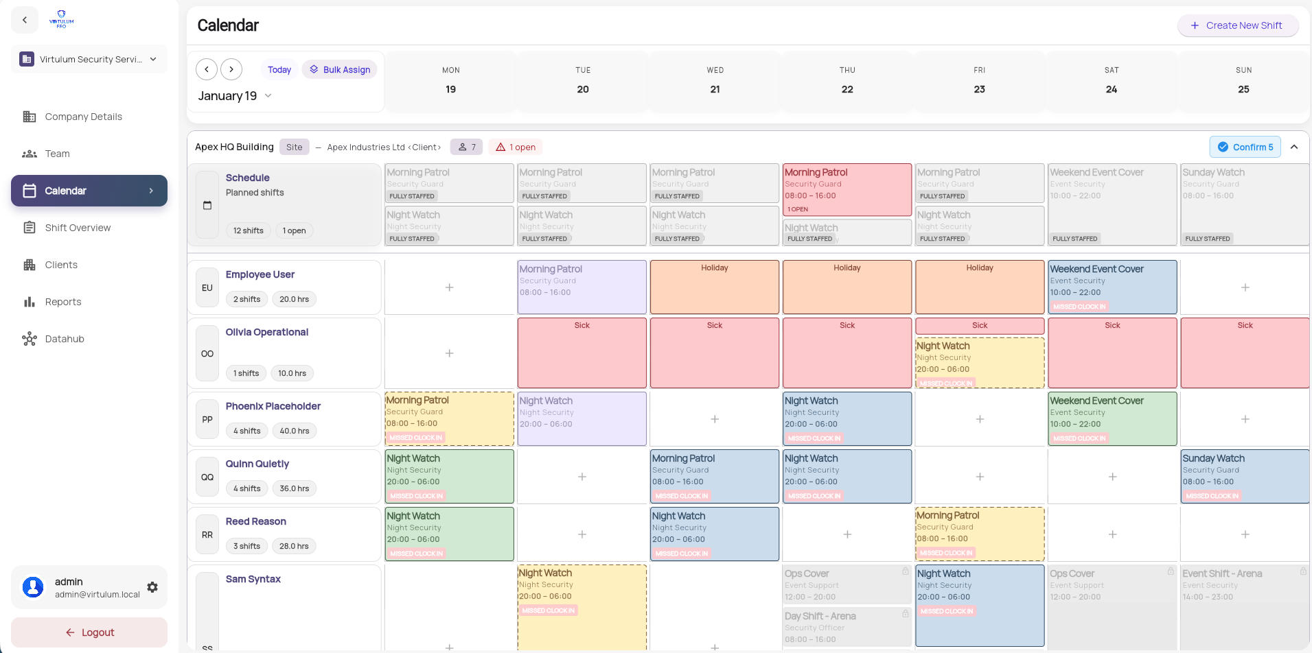 Scheduling calendar